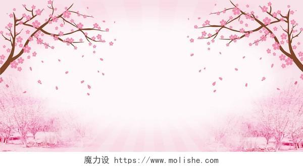 飘落粉色中国风樱花节旅游宣传2019海报背景